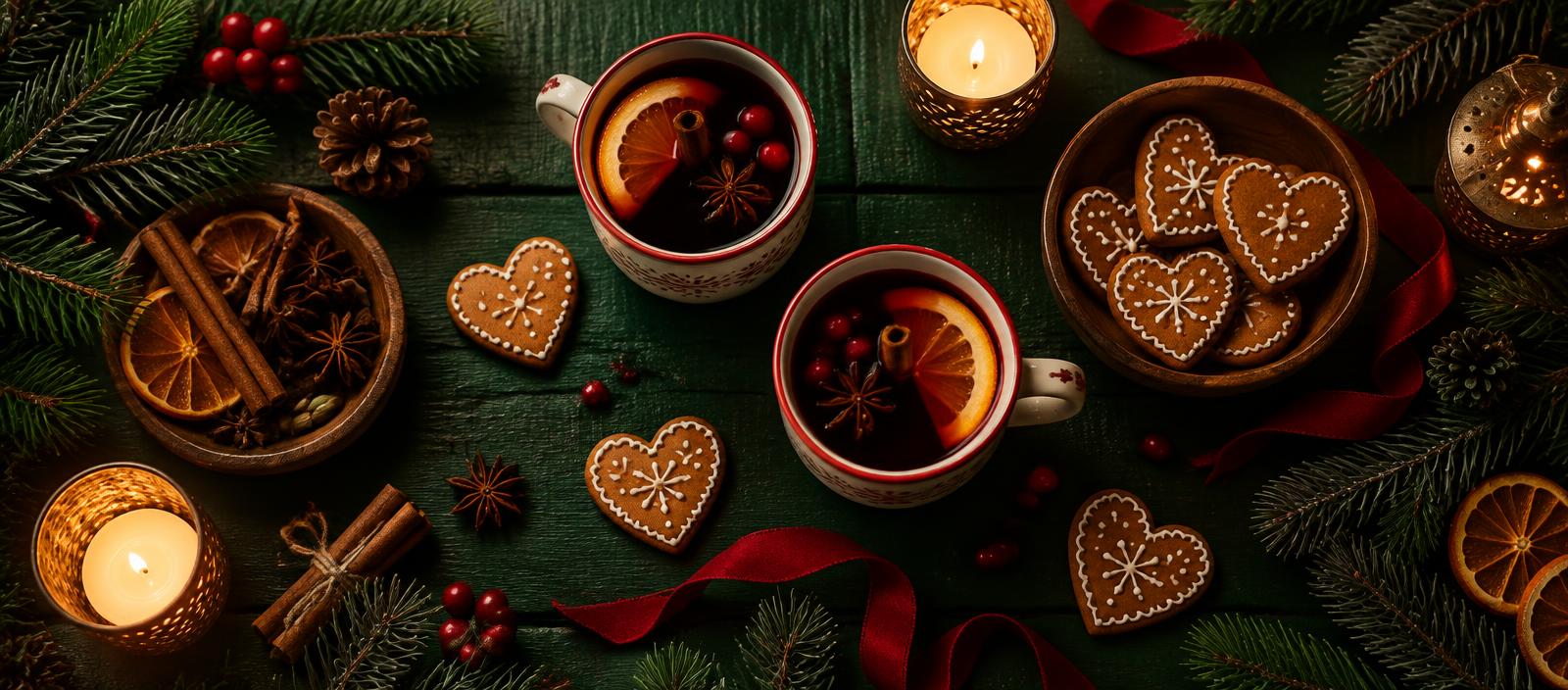 Glögg, pepparkakor och ljus – stämningsbild